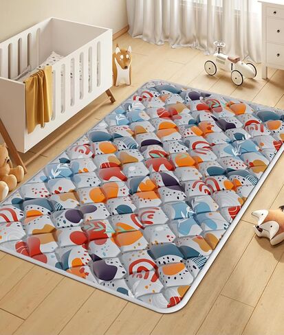 Jaobeem Baby Play Mats for Floor, Foldable 74x50 Playpen Mat Grey, Thicken Cushioning Padding Playmate for Baby and Toddlers Infants, Non-Slip, Machine Washable, Easy to Store in Kuwait