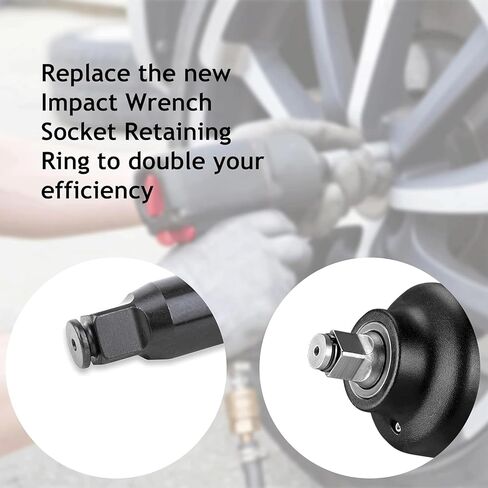 10 Sets of 1/2" Impact Wrench Retainer Rings with O-Ring, Impact Retaining Ring Fit for Electric/Pneumatic Wrench in Kuwait