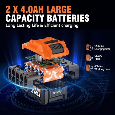 ALLOYPOWER Cordless Brushless Impact Wrench, 1475 ft-lbs (2000N.m), 1/2 High Torque power impact gun, 3-Mode Speed, 2*4000mAh Battery, 3 Sockets, Electric Impact Wrench Set for Car Tire Truck RV Mower in Saudi Arabia