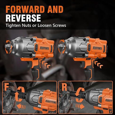 ALLOYPOWER Cordless Brushless Impact Wrench, 1475 ft-lbs (2000N.m), 1/2 High Torque power impact gun, 3-Mode Speed, 2*4000mAh Battery, 3 Sockets, Electric Impact Wrench Set for Car Tire Truck RV Mower in Kuwait