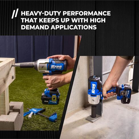 Kreg 20V Ionic Drive High Torque 1/2" Impact Wrench - Cordless Impact Wrench for Automotive & Construction - 4-Speed Control with Assist Mode & LED Light - Heavy Duty Tool - KPTWR050B in Kuwait