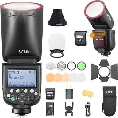 Godox V1 Pro C godox V1Pro-C V1Pro C U Flash V1 Pro for Canon Camera TTL Round Head Flash 2980mAh 76W 500 Full Power Flashes E-TTL 1/8000s HSS 1.3s Recycle Time 2.4G Wireless in Kuwait
