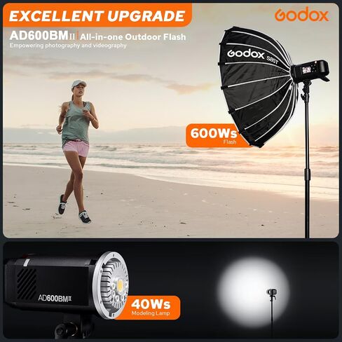 Godox AD600PRO II GN87 600W Outdoor Flash Strobe, 2.4G TTL Wireless, 1-Tap Sync with X3 Trigger,40W Bi-Color Modeling Light, 0.01-0.9s Recycle,1/8000s HSS Compatible with Canon,Nikon,Sony & More in Kuwait