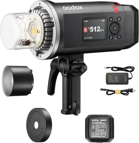 Godox AD600PRO II GN87 600W Outdoor Flash Strobe, 2.4G TTL Wireless, 1-Tap Sync with X3 Trigger,40W Bi-Color Modeling Light, 0.01-0.9s Recycle,1/8000s HSS Compatible with Canon,Nikon,Sony & More in Kuwait