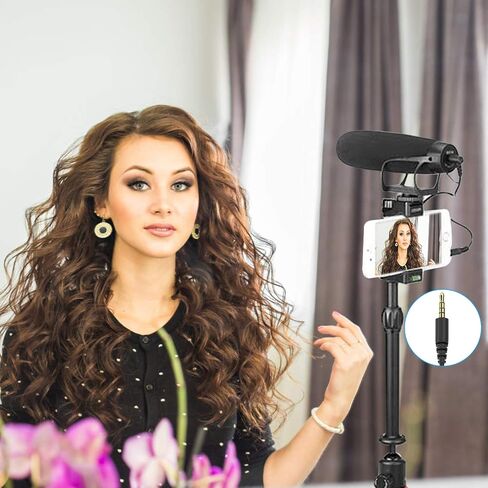 On-Camera 3.5mm Shotgun Microphone with Suspension Mount for DSLRs, Cameras, Camcorders, Mobile Devices, and Portable Audio Recorders. Super-Cardioid Polar Pattern for Voice Recording in Kuwait