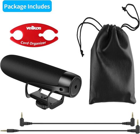 On-Camera 3.5mm Shotgun Microphone with Suspension Mount for DSLRs, Cameras, Camcorders, Mobile Devices, and Portable Audio Recorders. Super-Cardioid Polar Pattern for Voice Recording in Kuwait