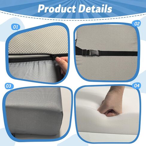 Booster Seat Cushion for Dining Table, Kids Toddler Booster Seat Height-Adjustable Cushion for Table, 3-in-1 Detachable Zipper Connection Height-Adjustable with Backrest in Kuwait