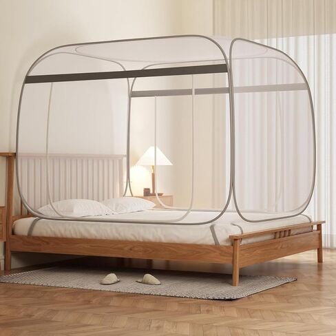 Pop-Up Dorm Mosquito Net Tent Wide Roof,Canopy Curtains Portable Folding Design with Bottom for College Bed Room Yard Outdoor School,Easy to Install and Wash for Standard Size/L78 x W39 x H43 in Kuwait