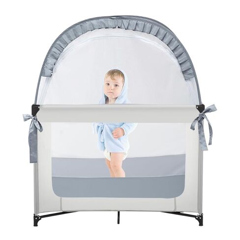 L RUNNZER Baby Pack and Play Tent, Pack N Play Canopy to Keep Baby from Climbing Out, Crib Tent for Playard, Pop Up Mini Crib Tent Against Falls, R07s-blue in Kuwait