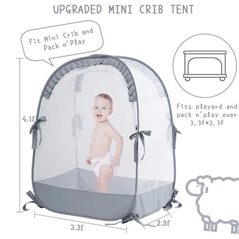 L RUNNZER Baby Pack and Play Tent, Pack N Play Canopy to Keep Baby from Climbing Out, Crib Tent for Playard, Pop Up Mini Crib Tent Against Falls, R07s-blue in Kuwait