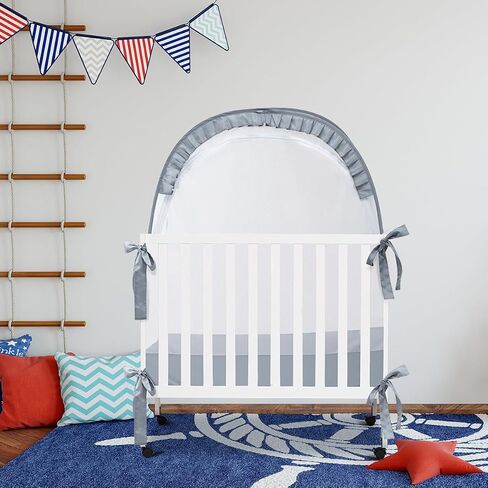 L RUNNZER Baby Pack and Play Tent, Pack N Play Canopy to Keep Baby from Climbing Out, Crib Tent for Playard, Pop Up Mini Crib Tent Against Falls, R07s-blue in Kuwait