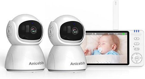5" HD Video Baby Monitor with Camera and Audio, No WiFi Hack-Proof Security, Remote Pan-Tilt-Zoom, 100-Hour Battery Life in VOX Mode, 1000ft Range, Night Vision, Temperature & Cry Alerts in Kuwait