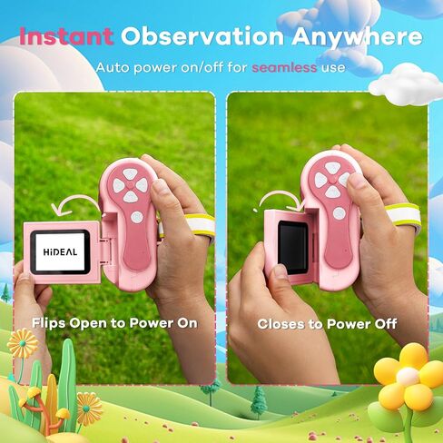 Hideal HP60 IPS Microscope for Kids: [Auto On & Off] [3-in-1] 2" Portable Handheld Microscope Miniscope, Pocket Mini Scope Educational Science Kit, Christmas Birthday Gifts for Kids, PC View, Pink in Kuwait