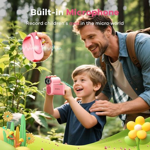 Hideal HP60 IPS Microscope for Kids: [Auto On & Off] [3-in-1] 2" Portable Handheld Microscope Miniscope, Pocket Mini Scope Educational Science Kit, Christmas Birthday Gifts for Kids, PC View, Pink in Kuwait