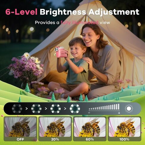 Hideal HP60 IPS Microscope for Kids: [Auto On & Off] [3-in-1] 2" Portable Handheld Microscope Miniscope, Pocket Mini Scope Educational Science Kit, Christmas Birthday Gifts for Kids, PC View, Pink in Kuwait