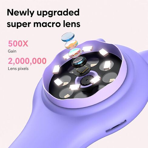 Students Pocket Microscope, 100x -500x Zoom, 8 LED Lights, 2 Inch Screen, 2MP Camera, USB Connectivity, HD Photo/Video, for Kids, Students, Home School () in Kuwait