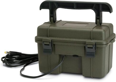 STEALTH CAM 12V Battery Box Kit - Portable Compact Waterproof Sealed Battery Charging Box for Hunting Trail Cameras w/ External Power Jack | AC Charger, 10Ft Steel Cable Included | Weatherproof 12V Sealed Lead-Acid Battery Box with AC Charger and 10ft Sta in Kuwait
