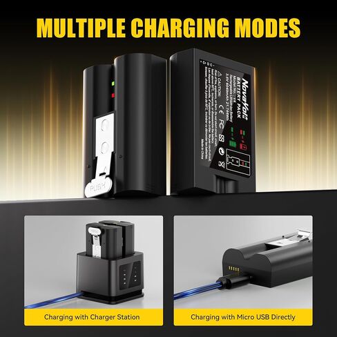 2 Pack Replacement Battery 6040mAh for Ring Doorbell with Charger | with LED Display Charger & Type-C — Compatible with Video Doorbell 2/3/3+/4, Spotlight Cam, Stick Up Cam(Black) in Saudi Arabia