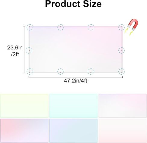 EEEKit 6 PCS Magnetic Light Covers for Ceiling Lights Classroom | 4 x 2 FT Pastel Fluorescent Light Covers Diffuser for Office School Drop Ceiling - Reduce Glare & Eye Strain in Kuwait
