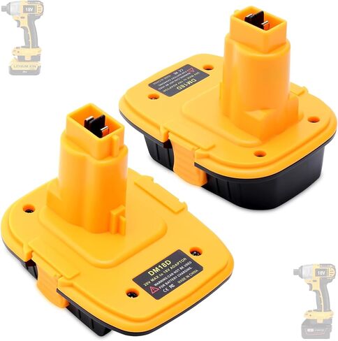 Compatible with De-Walt Old 18V XRP NiCad/NiMH Tools, 2 Pack DM18D Adapter | Compatible with De-Walt NEW 20V MAX Lithium Battery & Compatible with Mil-waukee 18V Li-ion Battery, Replaces DCA1820 Adapter in Kuwait