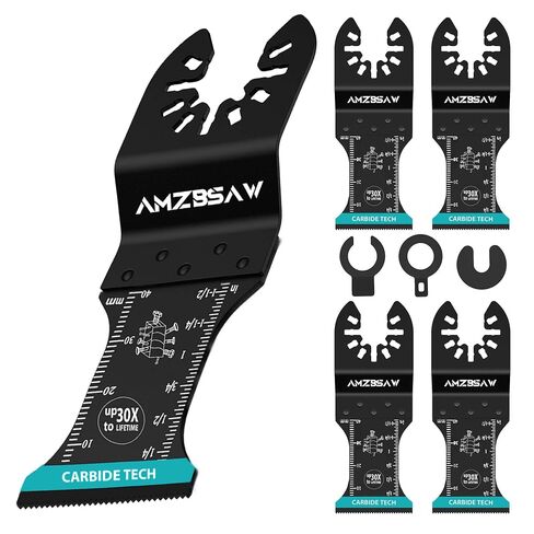 AMZBSAW 5 PCS Carbide Oscillating Tool Blades, Professional Multi Tool Blades Kits for Bolts Screws Hard Material Metal Nails Drywall, Multitool Blades Fit Dewalt Bosch Milwaukee Ryobi in Kuwait