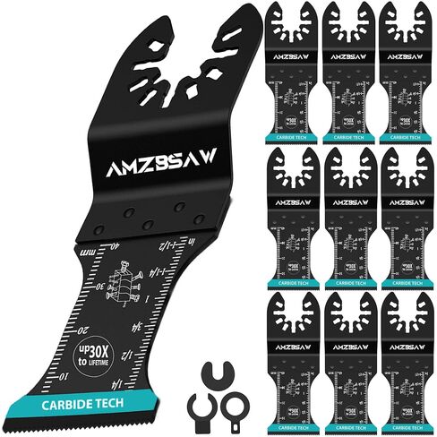 AMZBSAW 5 PCS Carbide Oscillating Tool Blades, Professional Multi Tool Blades Kits for Bolts Screws Hard Material Metal Nails Drywall, Multitool Blades Fit Dewalt Bosch Milwaukee Ryobi in Kuwait