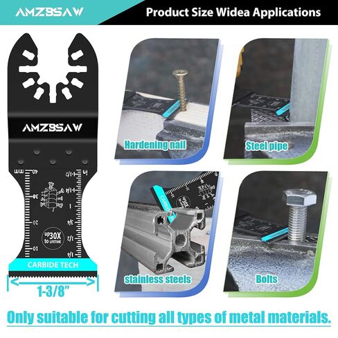 AMZBSAW 5 PCS Carbide Oscillating Tool Blades, Professional Multi Tool Blades Kits for Bolts Screws Hard Material Metal Nails Drywall, Multitool Blades Fit Dewalt Bosch Milwaukee Ryobi in Kuwait