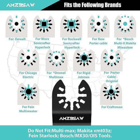 AMZBSAW 5 PCS Carbide Oscillating Tool Blades, Professional Multi Tool Blades Kits for Bolts Screws Hard Material Metal Nails Drywall, Multitool Blades Fit Dewalt Bosch Milwaukee Ryobi in Kuwait