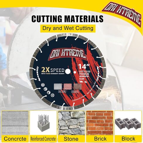 14 Inch Diamond Saw Blade, Turbo General Purpose Segmented Blade | Dry/Wet Cutting Concrete, Reinforced Concrete, Masonry, Brick, Block, 1"-20mm Arbor in Kuwait