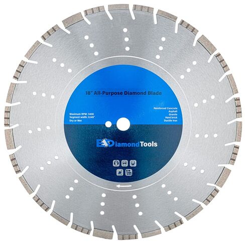 18" All Purpose Diamond Saw Blade for Concrete Asphalt 1" Arbor | Pro-series, saw blade for hard/reinforced concrete, asphalt, granite, ductile iron piping, 6-5/8" cutting depth in Saudi Arabia
