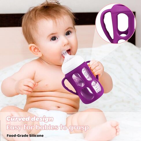 3 Pack Baby Bottle Handles for Philips Avent PP Material Baby Bottles 9oz | Silicone Bottle Handles, Baby Bottle Holder with Easy Grip Handles (Pink+Purple+White) in Kuwait