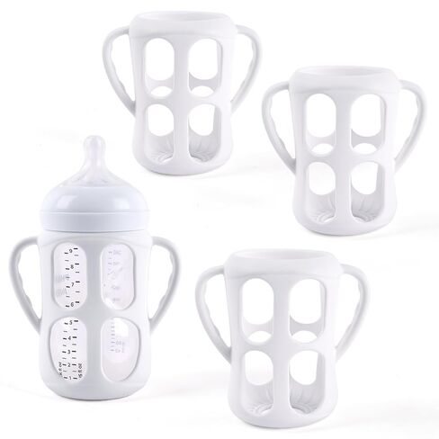 3 Pack Baby Bottle Handles for Philips Avent PP Material Baby Bottles 9oz | Silicone Bottle Handles, Baby Bottle Holder with Easy Grip Handles (Pink+Purple+White) in Kuwait