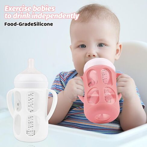 3 Pack Baby Bottle Handles for Philips Avent PP Material Baby Bottles 9oz | Silicone Bottle Handles, Baby Bottle Holder with Easy Grip Handles (Pink+Purple+White) in Kuwait
