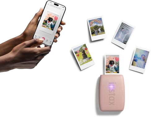 Bundle with Compatible Fuji Mini Link 3 Smartphone Printer Clay White + Fuji Film Value Pack 20 Sheets Accessories Bundle with Album + 5 Plastic Desk Frames + Paper & Sticker Frames (Rose Pink) in Kuwait