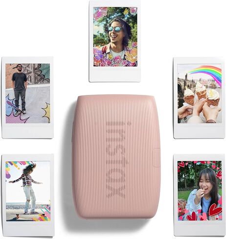 Bundle with Compatible Fuji Mini Link 3 Smartphone Printer Clay White + Fuji Film Value Pack 20 Sheets Accessories Bundle with Album + 5 Plastic Desk Frames + Paper & Sticker Frames (Rose Pink) in Kuwait