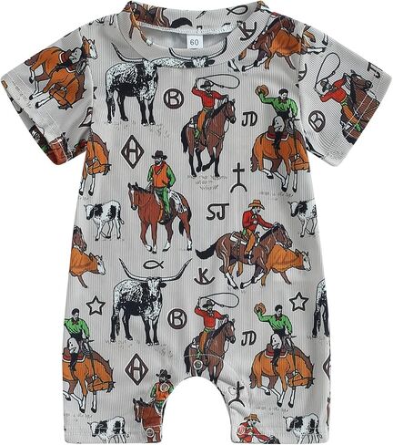 DSORVICD Western Baby Boy Clothes Country Cowboy Romper One-piece Jumpsuit 0 3 6 12 Months Spring Summer Clothes in Kuwait