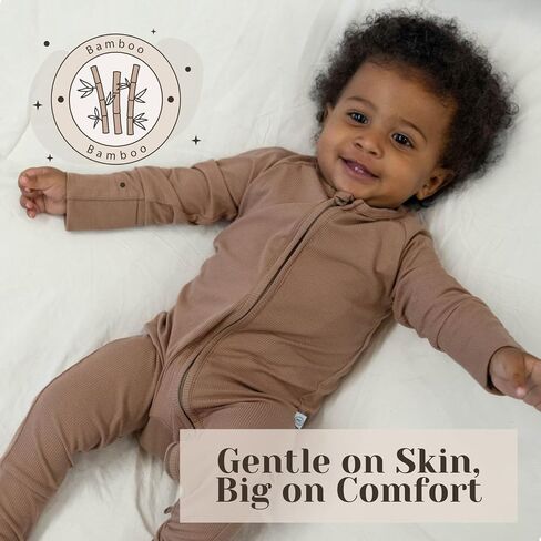 Ribbed Bamboo Baby Romper, Ribbed Bamboo Baby Pajamas & Loungewear–Newborn- 12-Months Gender Neutral Essentials in Kuwait