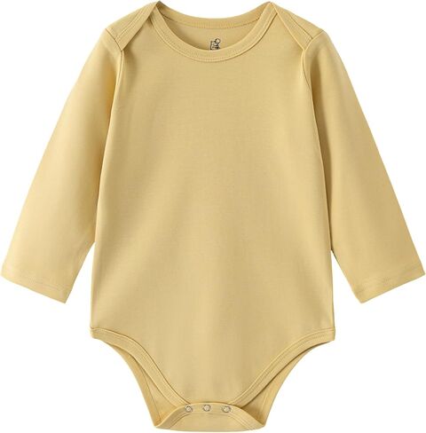 HippoHugs Organic Cotton Baby Long Sleeve Romper (0-3 Month, Yellow) in Kuwait