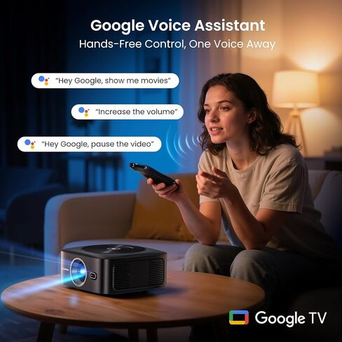 HAPPRUN 1500 ANSI Lumens Outdoor Projector with Official Google TV | 4K Supported, Dolby Audio, TOF Auto Focus & Auto Keystone, 10K+ Apps, WiFi 6, Bluetooth, Indoor & Outdoor Movies in Kuwait