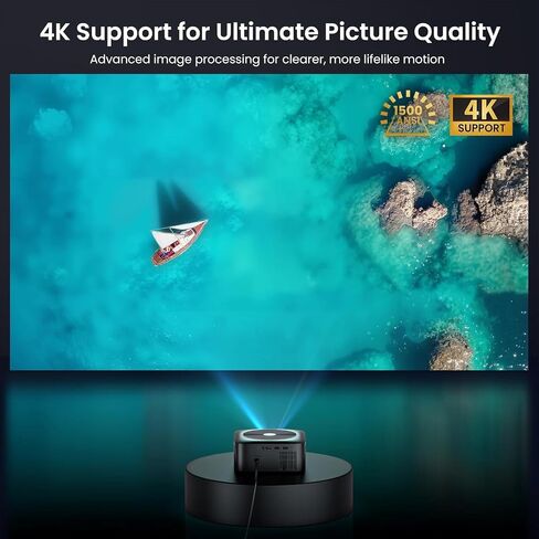 HAPPRUN 1500 ANSI Lumens Outdoor Projector with Official Google TV | 4K Supported, Dolby Audio, TOF Auto Focus & Auto Keystone, 10K+ Apps, WiFi 6, Bluetooth, Indoor & Outdoor Movies in Kuwait