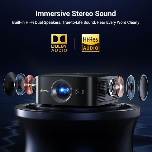 HAPPRUN 1500 ANSI Lumens Outdoor Projector with Official Google TV | 4K Supported, Dolby Audio, TOF Auto Focus & Auto Keystone, 10K+ Apps, WiFi 6, Bluetooth, Indoor & Outdoor Movies in Kuwait