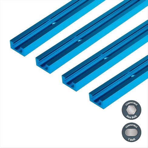POWERTEC 71372 36 Inch Double-Cut Profile Universal T-Track with Predrilled Mounting Holes, 4 Pack, T Track for Woodworking Jigs and Fixtures, Drill Press Table, Router Table, Workbench in Kuwait