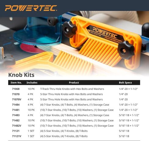 POWERTEC 71372 36 Inch Double-Cut Profile Universal T-Track with Predrilled Mounting Holes, 4 Pack, T Track for Woodworking Jigs and Fixtures, Drill Press Table, Router Table, Workbench in Kuwait