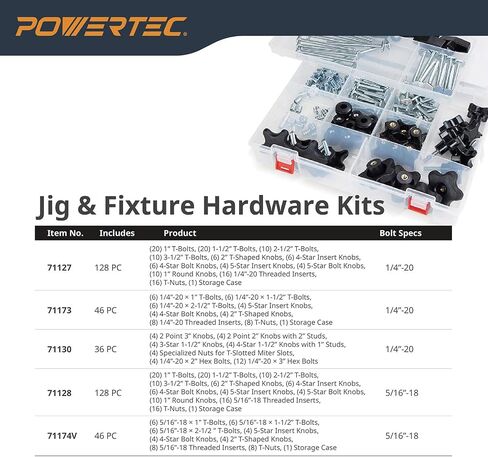 POWERTEC 71372 36 Inch Double-Cut Profile Universal T-Track with Predrilled Mounting Holes, 4 Pack, T Track for Woodworking Jigs and Fixtures, Drill Press Table, Router Table, Workbench in Kuwait