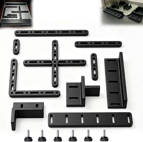 10-Piece Laser Alignment Fence Kit Compatible with xTool F1 & F2, Modular Positioning Jig for Repeat Laser Engraving, Grid Guides & Positioners with M3 Thumb Screws for Batch Engraving in Kuwait