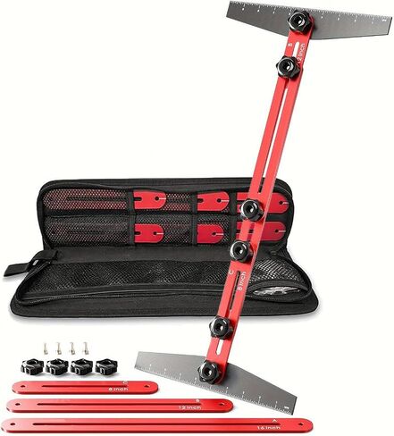 Stair Tread Template Tool, 8" to 60" Aluminum Stair Tread Jig for Accurately Measuring Angle, Length & Depth. Precision Stair Gauge Measuring Tool for Stairs, Floor, Cabinets in Kuwait