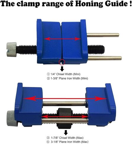 Honing Guide,Sharpening Jig for Chisel (1/8" to 1-7/8") and Planer Blade (1-3/8" to 3-1/8"), Fixed Angle Knife Sharpener with Clamping Holder,Ideal for Graver and Flat Chisel Woodworking Tool in Kuwait