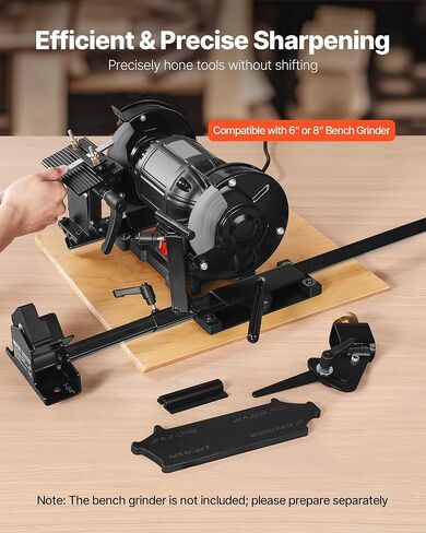 VEVOR Pro Grind Sharpening System, Multi-Grind Sharpening Jig for 6" & 8" Bench Grinder - with Platform Jig, Tool Rest Bar, Setup Block, Miter Slide, Micro Bevel Block, for Chisels Woodturning Tools in Kuwait