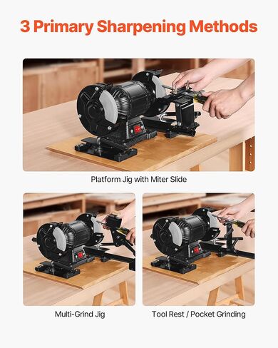 VEVOR Pro Grind Sharpening System, Multi-Grind Sharpening Jig for 6" & 8" Bench Grinder - with Platform Jig, Tool Rest Bar, Setup Block, Miter Slide, Micro Bevel Block, for Chisels Woodturning Tools in Kuwait