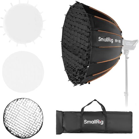 SmallRig FP-60 23.6" Parabolic Softbox with Bowens Mount for Studio Photography, Quick Release Soft Box with Honeycomb Grid, Diffusers, for SMALLRIG RC 220 pro, for Neewer for Godox for Aputure - 5396 in Kuwait